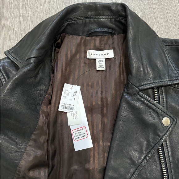 Topshop Women's Black Classic Real Leather Biker Jacket - Picture 6 of 6